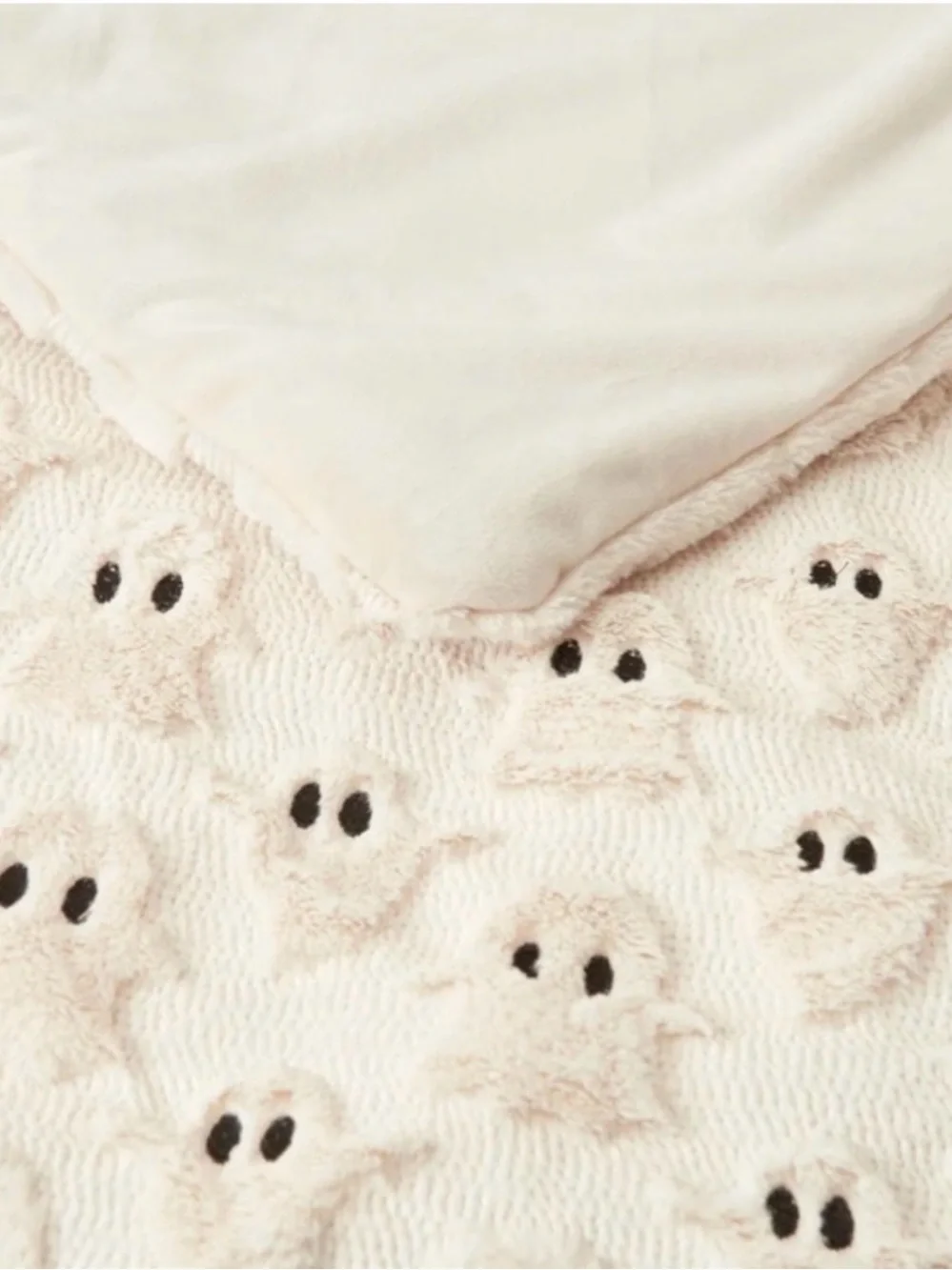 NWT Viral Costco Halloween Ghost Embroidered Faux Fur Throw Blanket